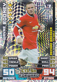 Wayne Rooney Manchester United 2014/15 Topps Match Attax Record Breaker #424